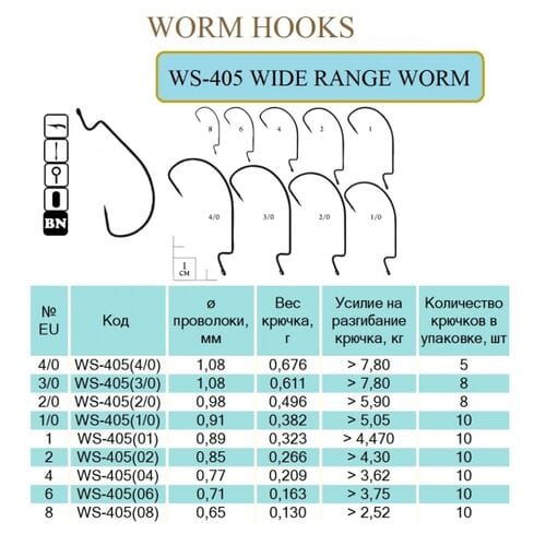 Крючки WIDE RANGE WORM